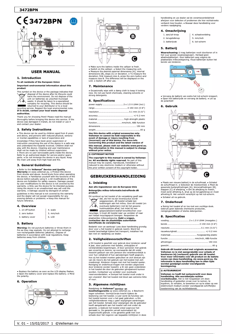 Image de la première page du manuel de l'appareil 3472BPN