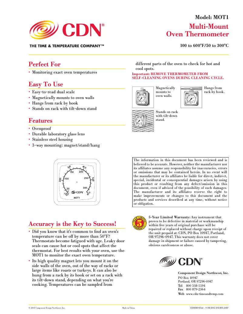 Page 1 de la notice Manuel utilisateur CDN MOT1