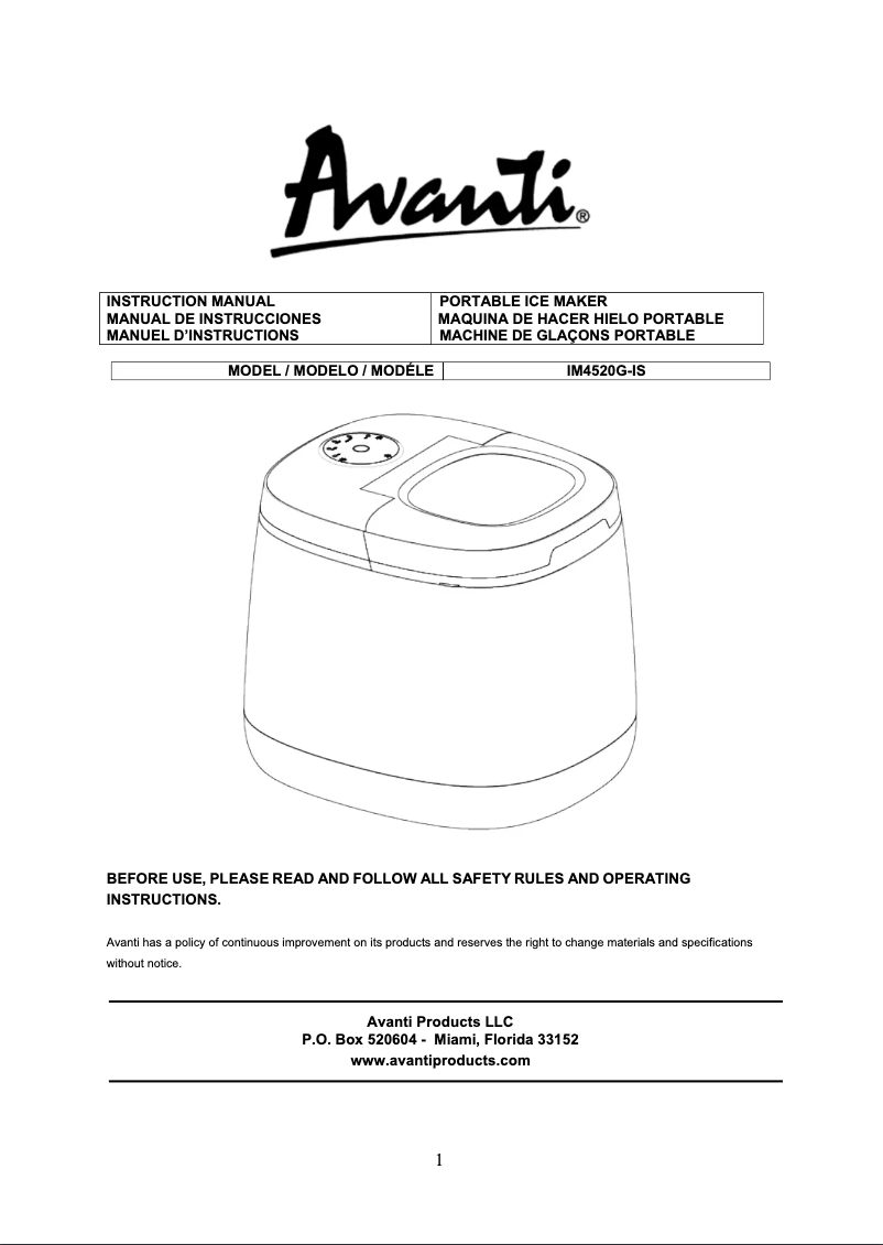 Image de la première page du manuel de l'appareil IM4520GIS