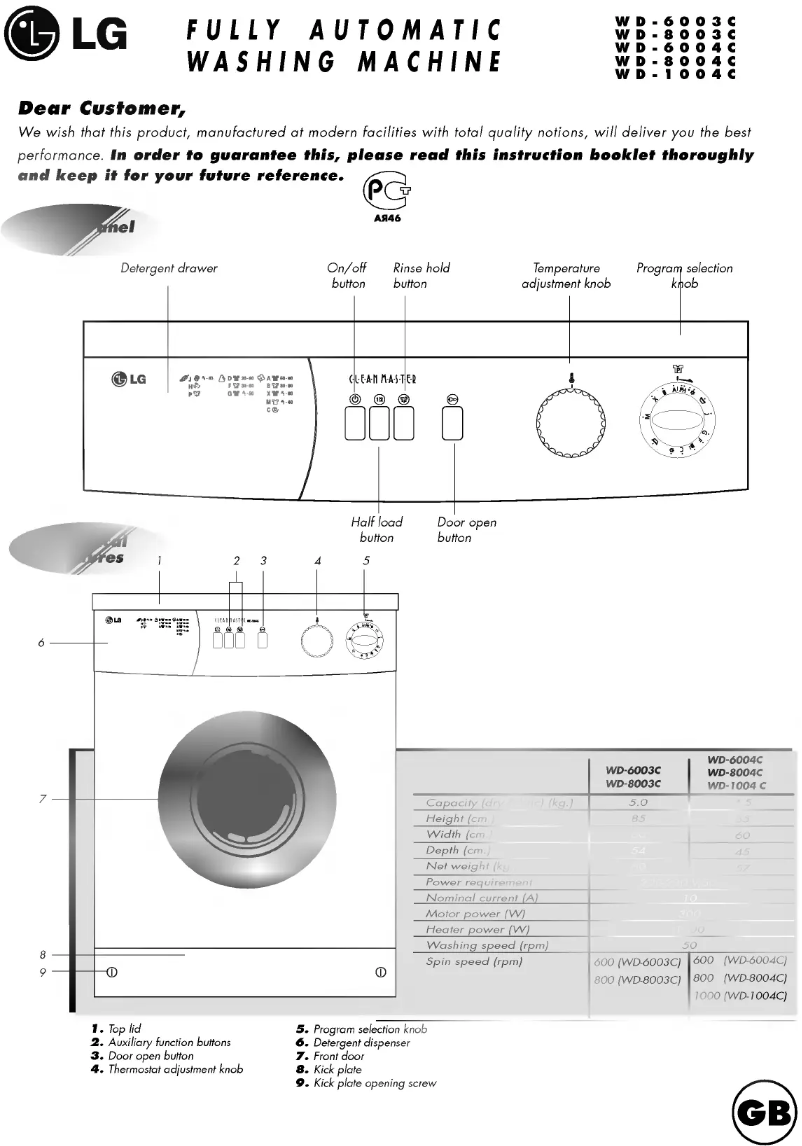 Image de la première page du manuel de l'appareil WD-6003C