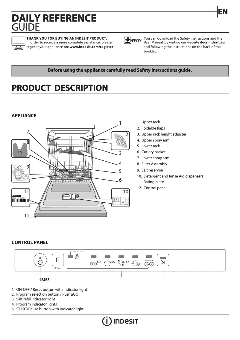 Page n°1 - Manuel utilisateur Indesit D2I HL326  UK