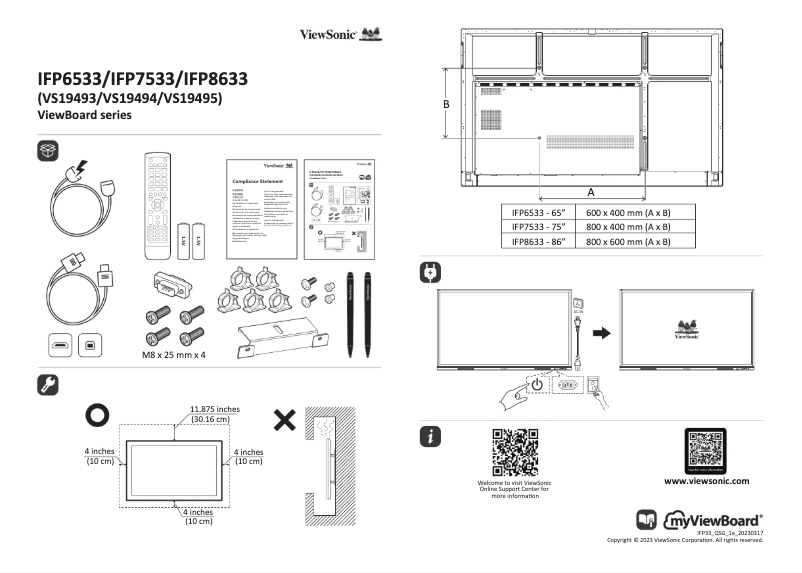Page 1 de la notice Guide de démarrage rapide Viewsonic IFP6533
