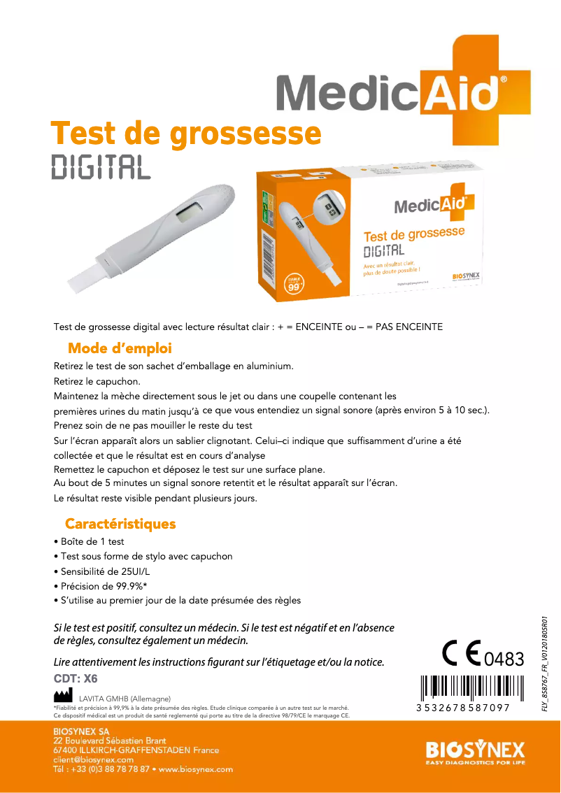 Page 1 de la notice Manuel utilisateur MedicAid Digital