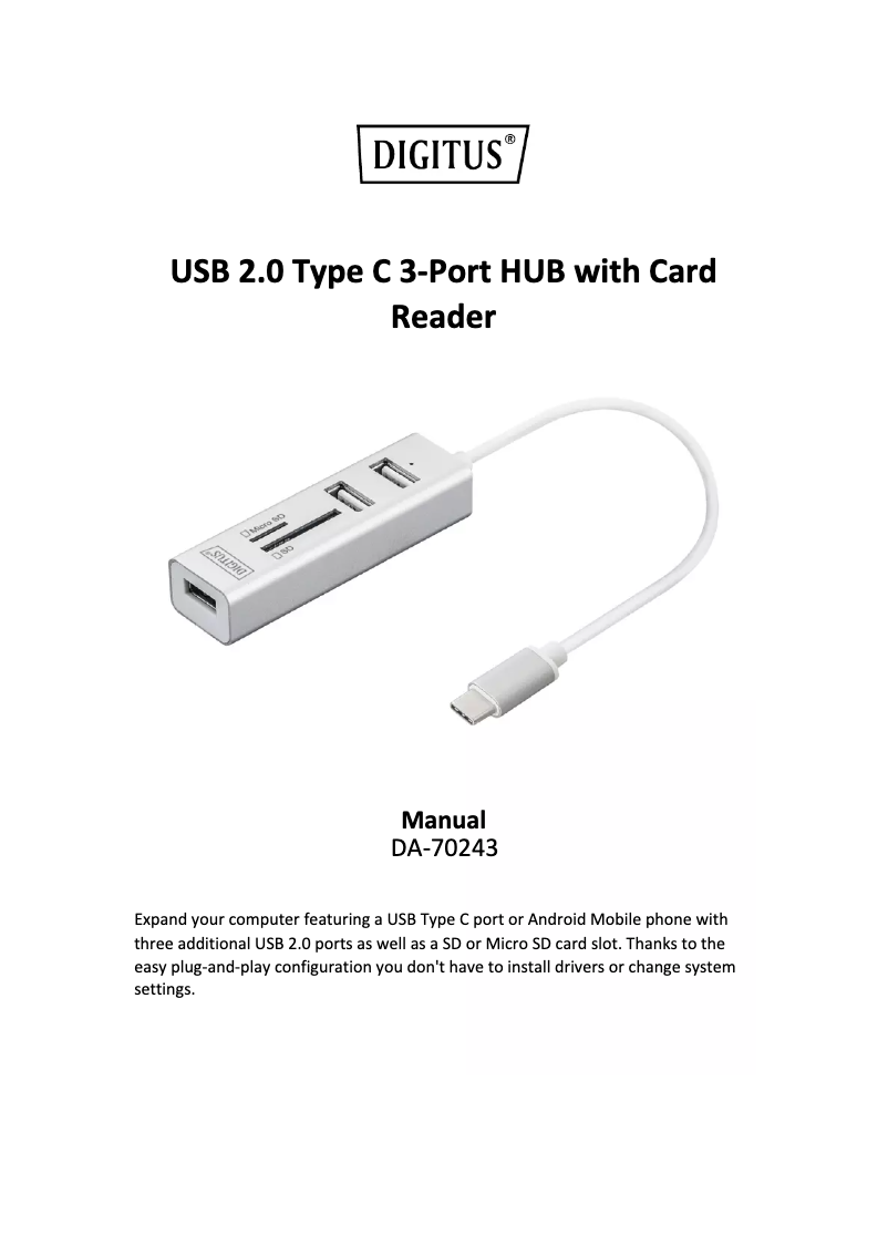 Page 1 de la notice Manuel utilisateur ASSMANN Electronic DA-70243