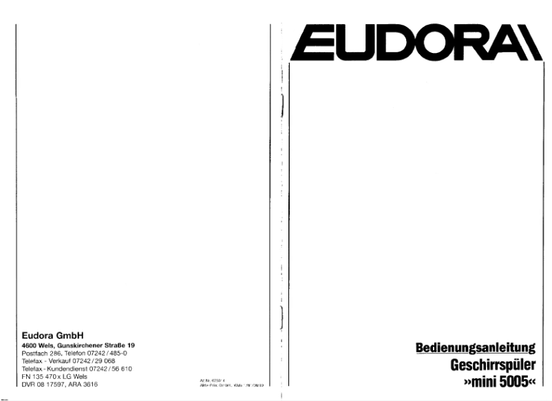 Page n°1 - Manuel utilisateur Eudora Mini 5005