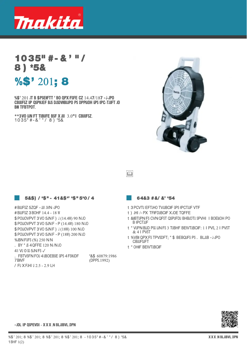 Page 1 de la notice Fiche technique Makita DCF201