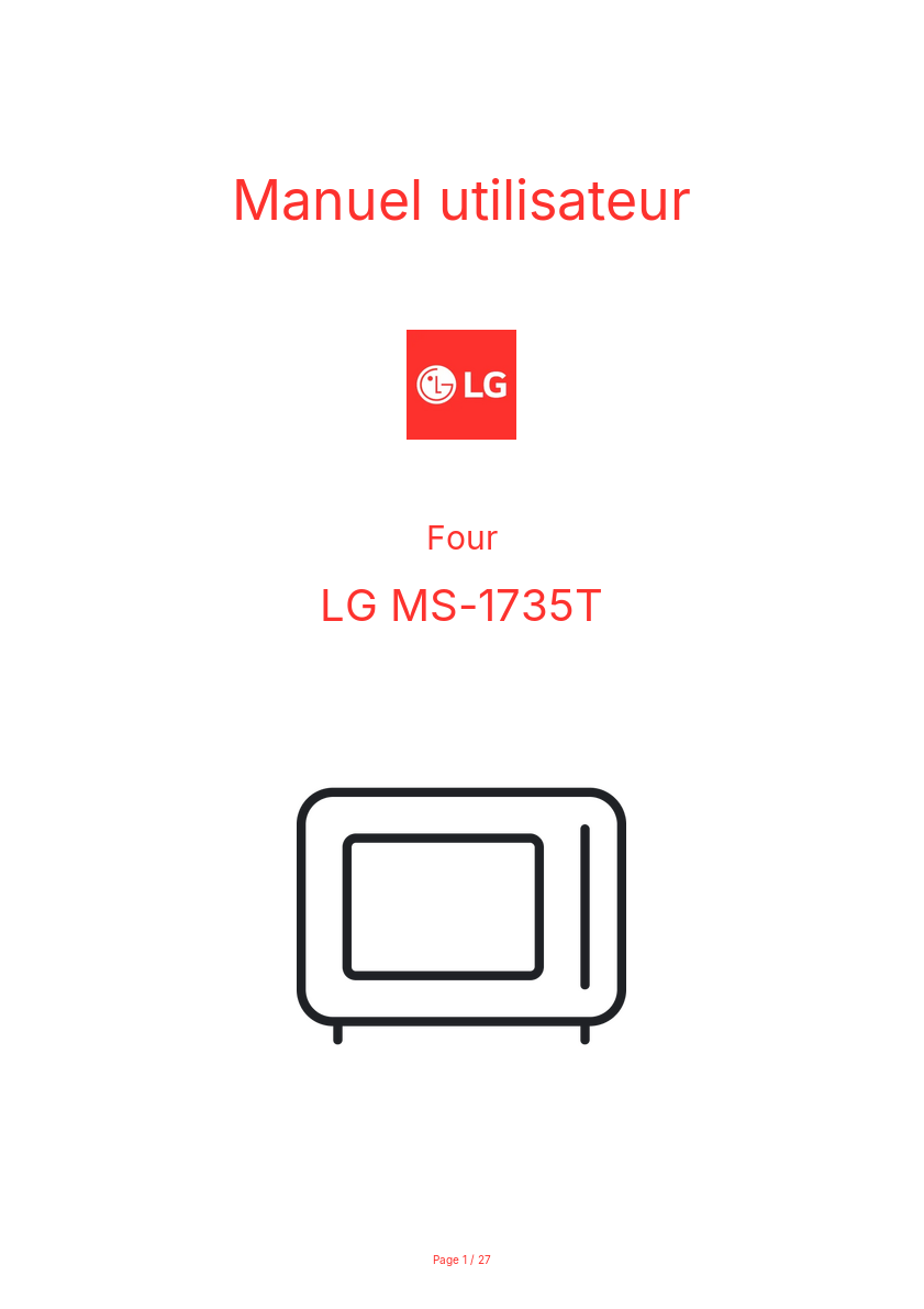 Page n°1 - Manuel utilisateur LG MS-1735T