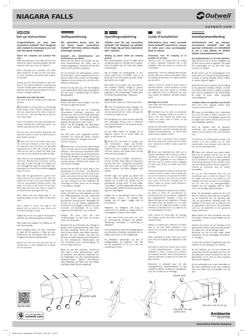 Página 1 del manual Manual de usuario Outwell Ambiente Niagara Falls