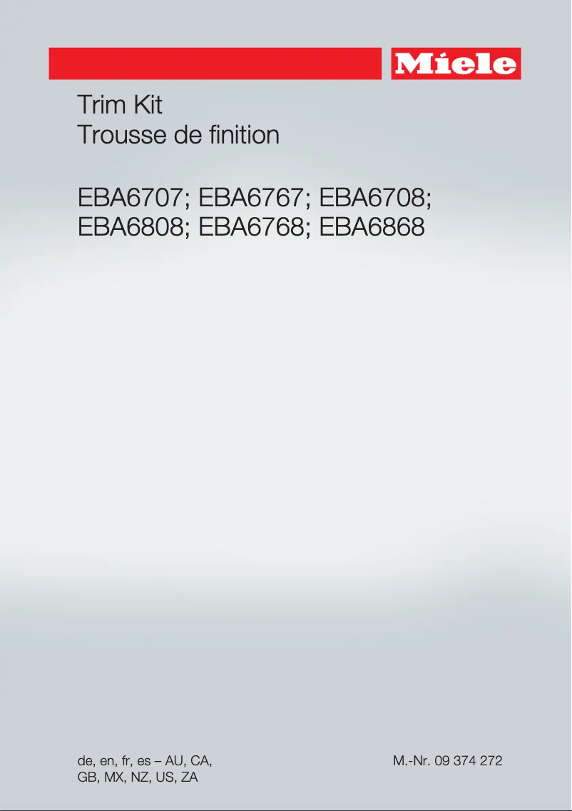 Page n°1 - Guide d'installation Miele EBA6767