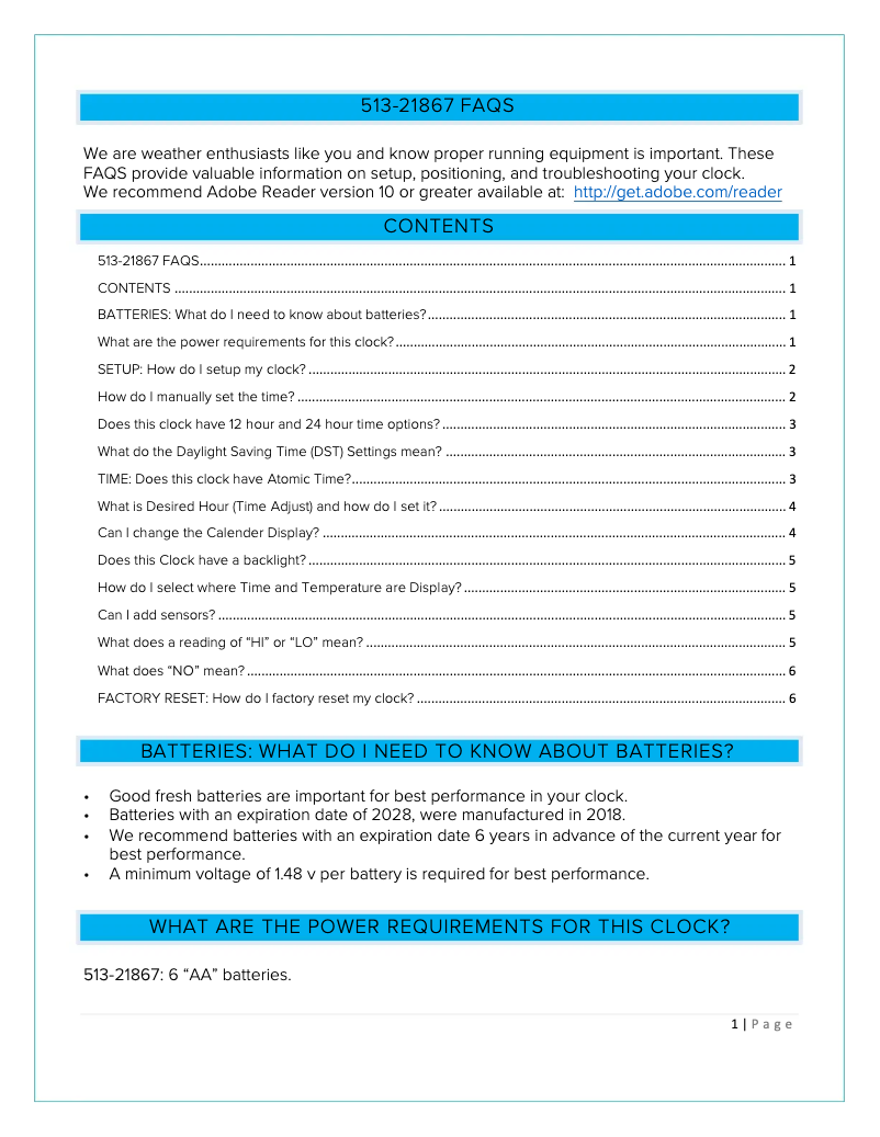 Page 1 de la notice FAQ La Crosse Technology 513-85647