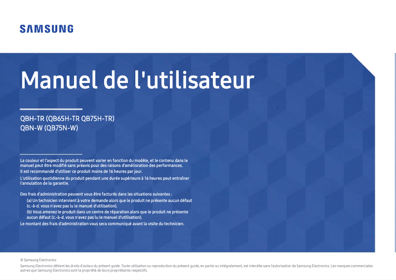 Page 1 de la notice Manuel utilisateur Samsung LH75QBNWLGC