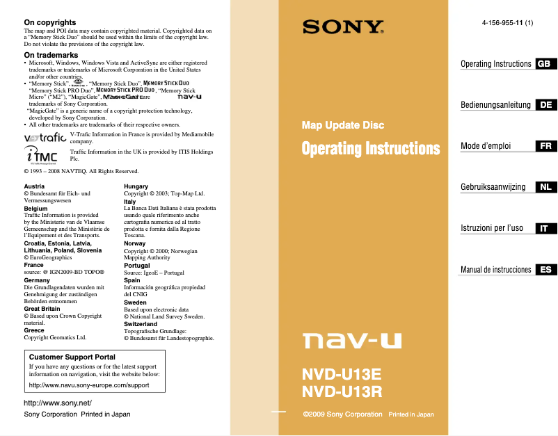 Page 1 de la notice Manuel utilisateur Sony NVD-U13E