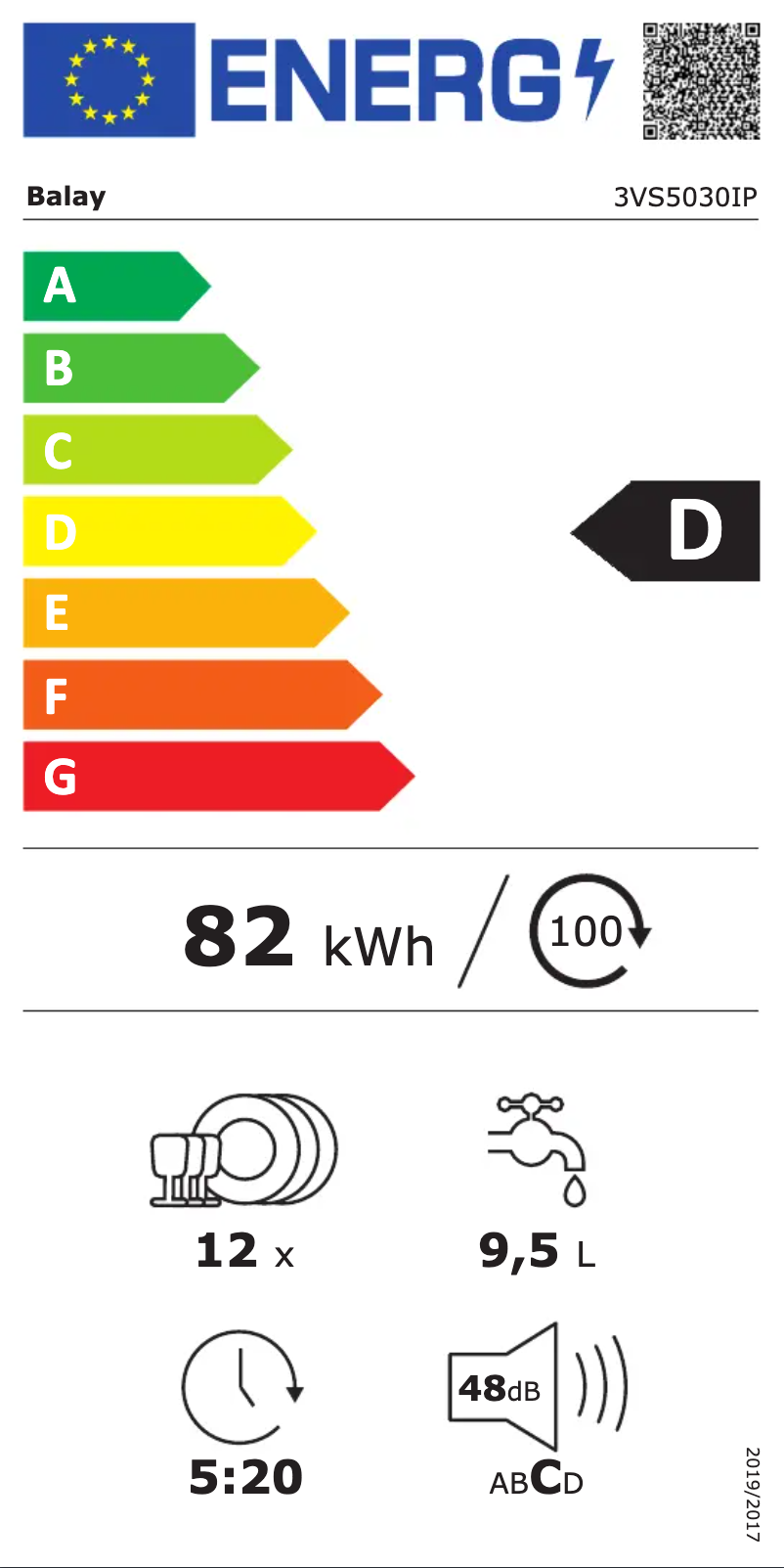 Page n°1 - Label énergétique Balay 3VS5030IP