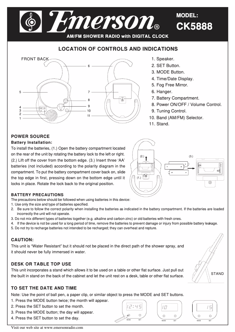 Page 1 de la notice Manuel utilisateur Emerson CK5888