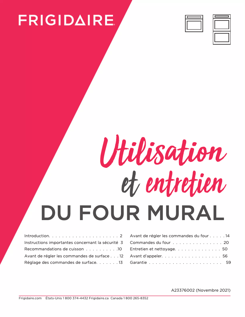 Page n°1 - Manuel utilisateur Frigidaire FCWS2727AS