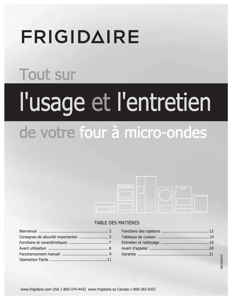Page 1 de la notice Manuel utilisateur Frigidaire FFCE2238LW