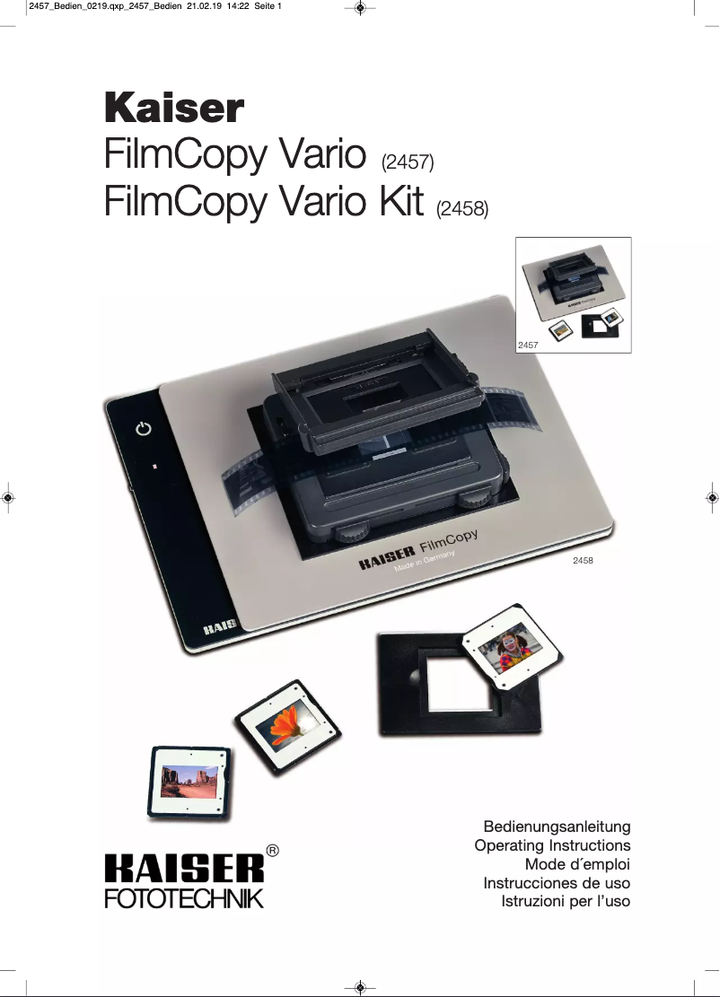 Page n°1 - Manuel utilisateur Kaiser Fototechnik FilmCopy Vario Kit 2458