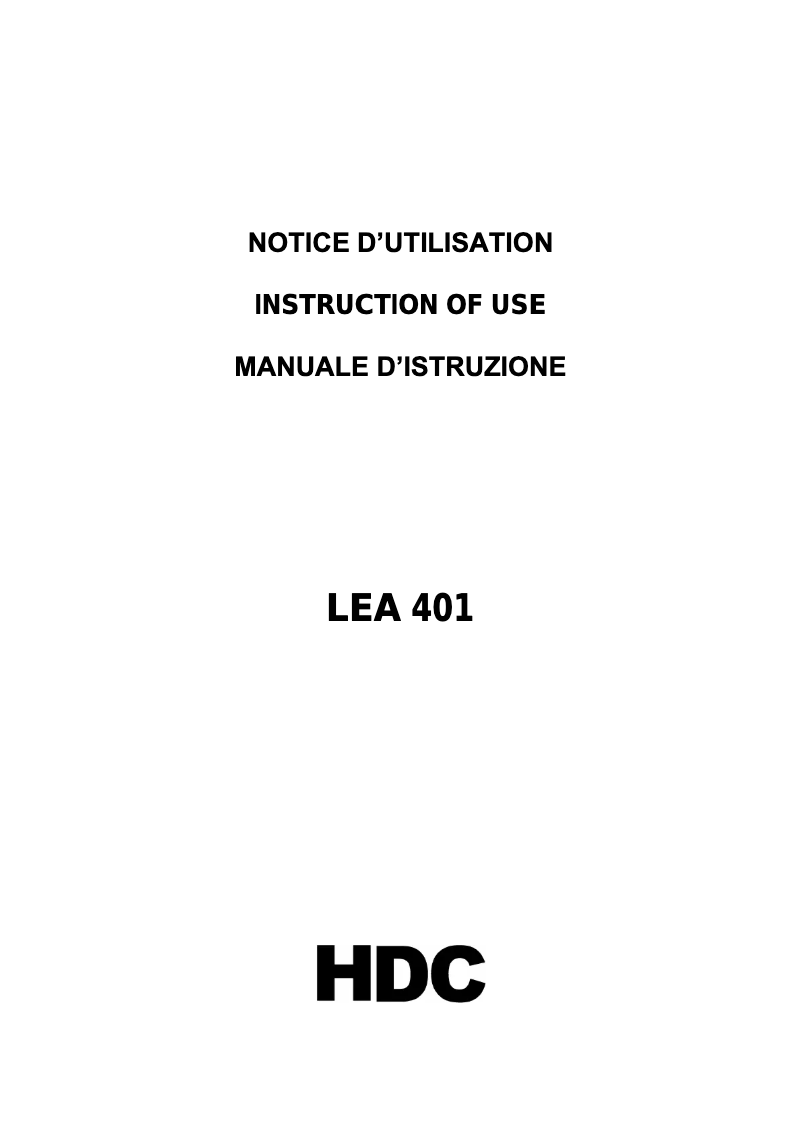 Page n°1 - Manuel utilisateur HDC LEA401