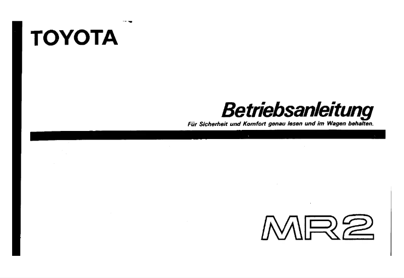 Page 1 de la notice Manuel utilisateur Toyota MR2 (1991)