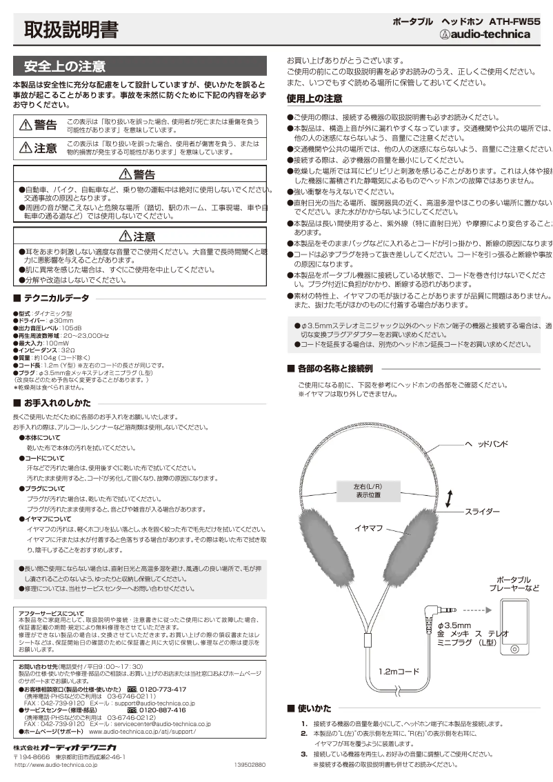 Página 1 del manual Manual de usuario Audio-Technica ATH-FW55
