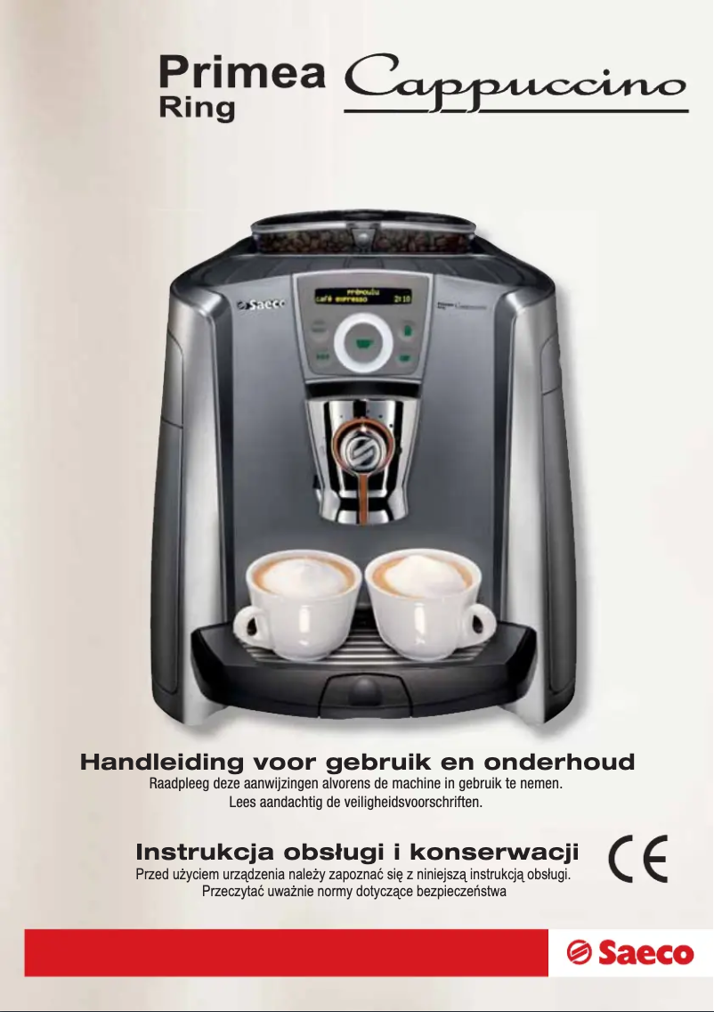 Page 1 de la notice Manuel utilisateur Philips Saeco Primea Ring Cappucciono