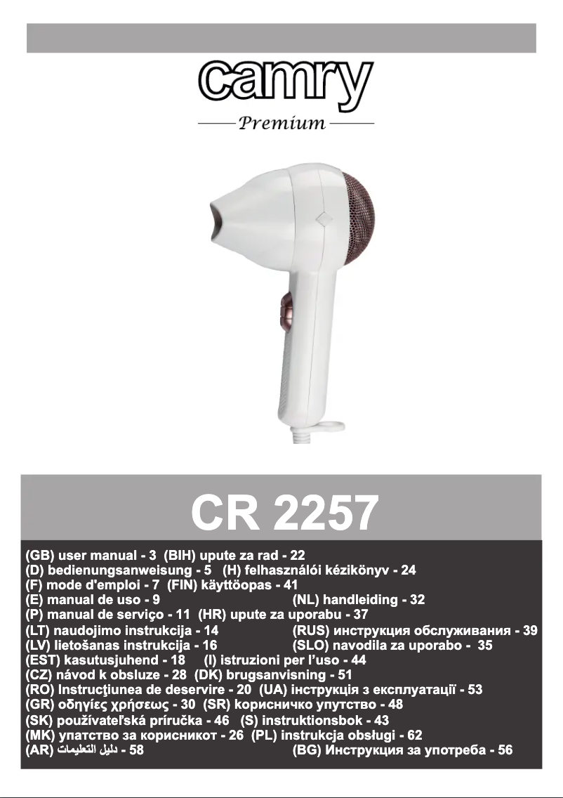 Image de la première page du manuel de l'appareil CR 2257