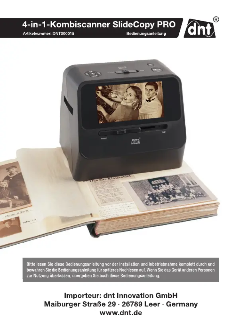 Page 1 de la notice Manuel utilisateur dnt SlideCopy Pro