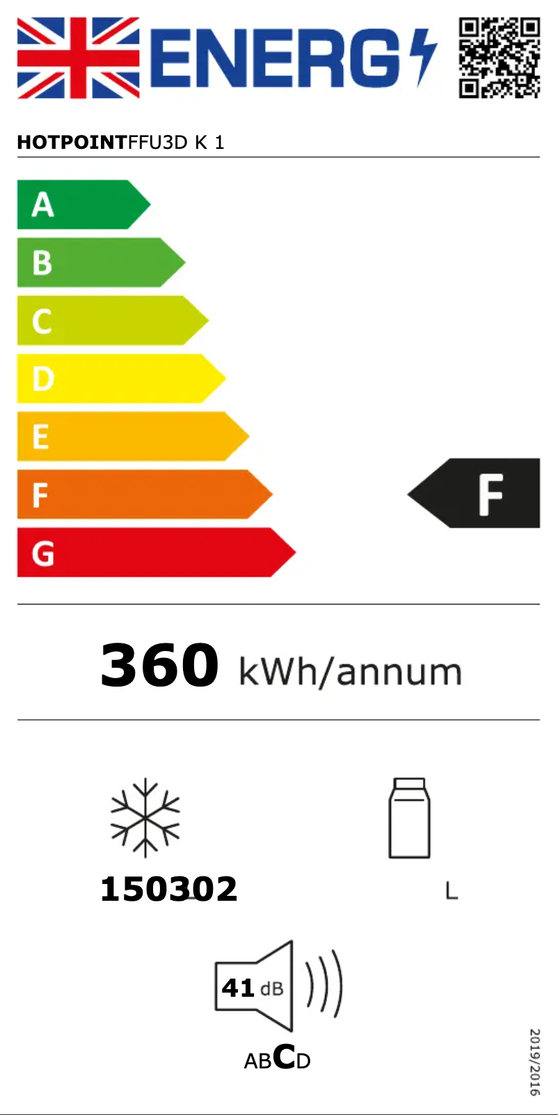 Page n°1 - Label énergétique Hotpoint FFU3D.1 K