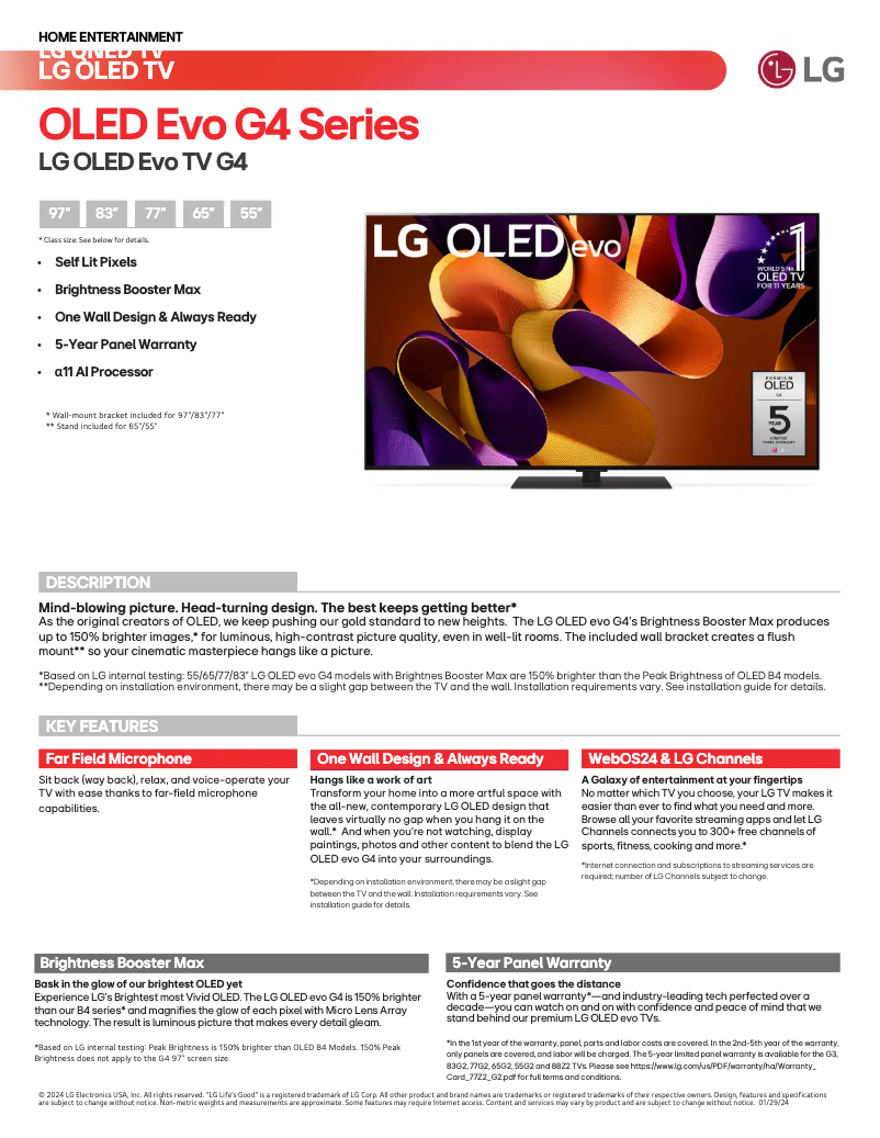Image de la première page du manuel de l'appareil OLED83G4WUA