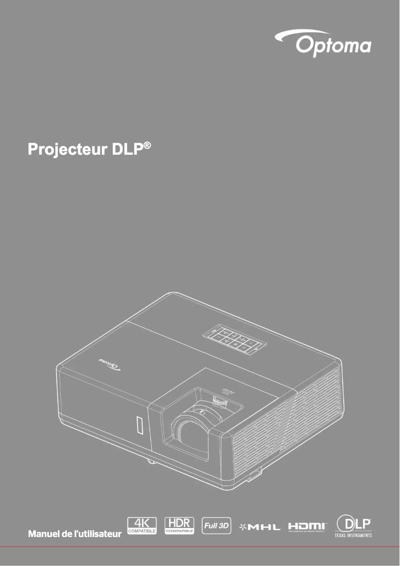Page 1 de la notice Manuel utilisateur Optoma ZH606e