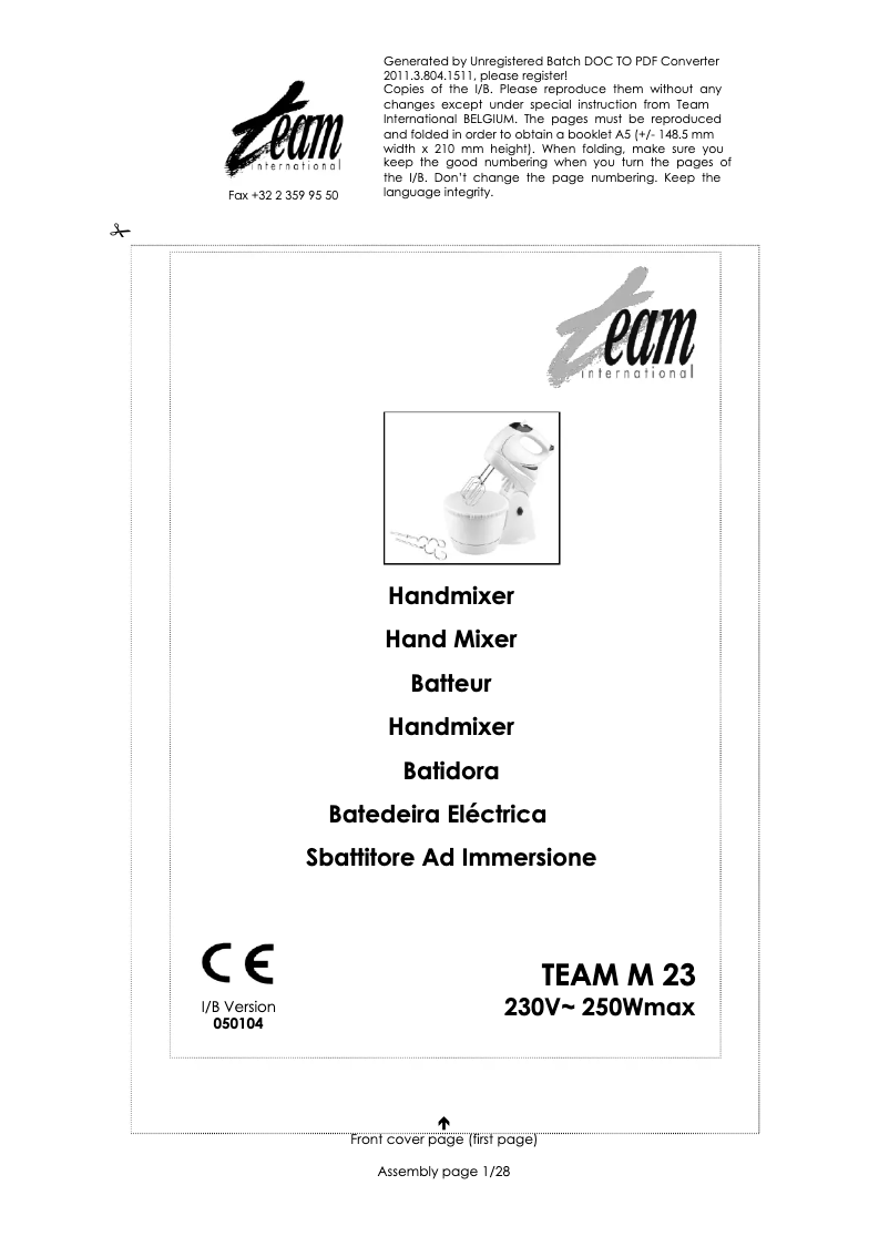 Page n°1 - Manuel utilisateur Team M 23