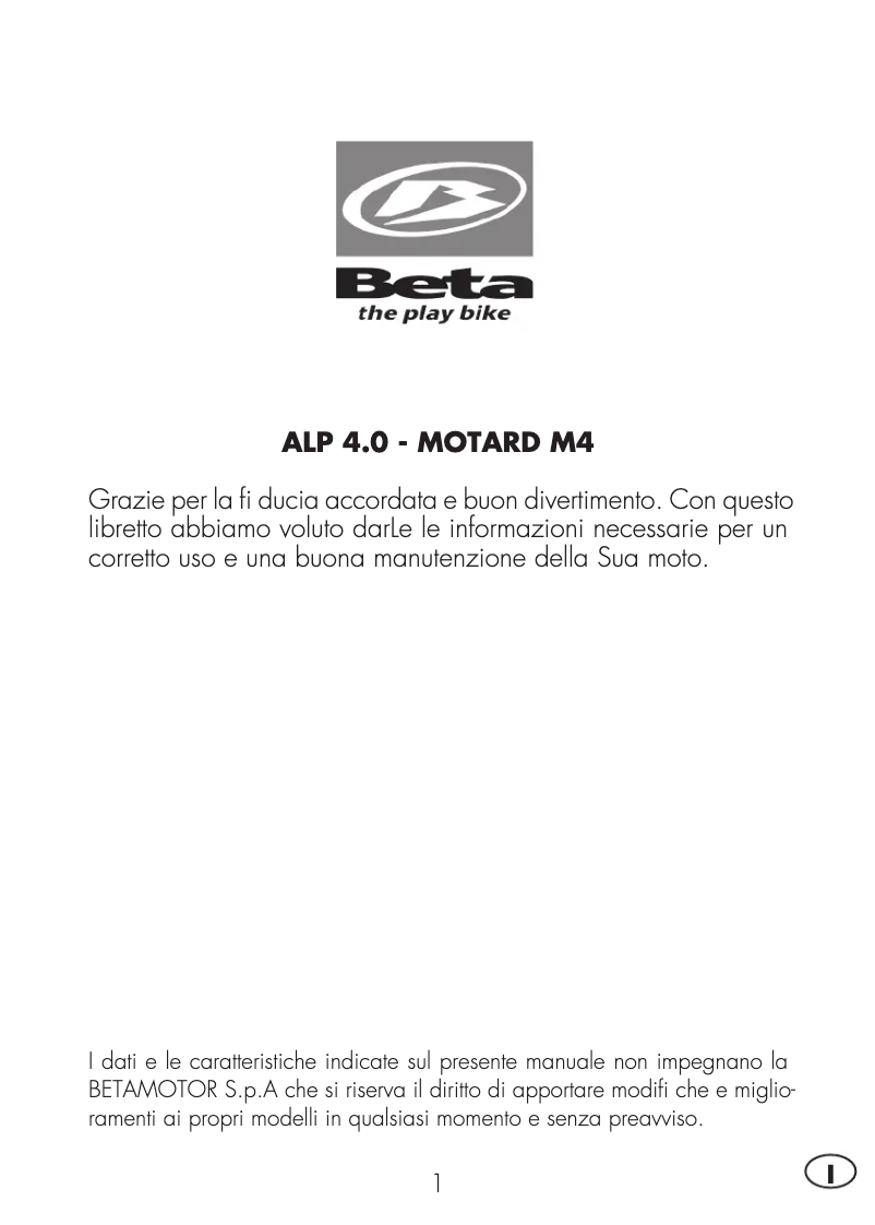 Página 1 del manual Manual de usuario Beta M4 4T (2008)