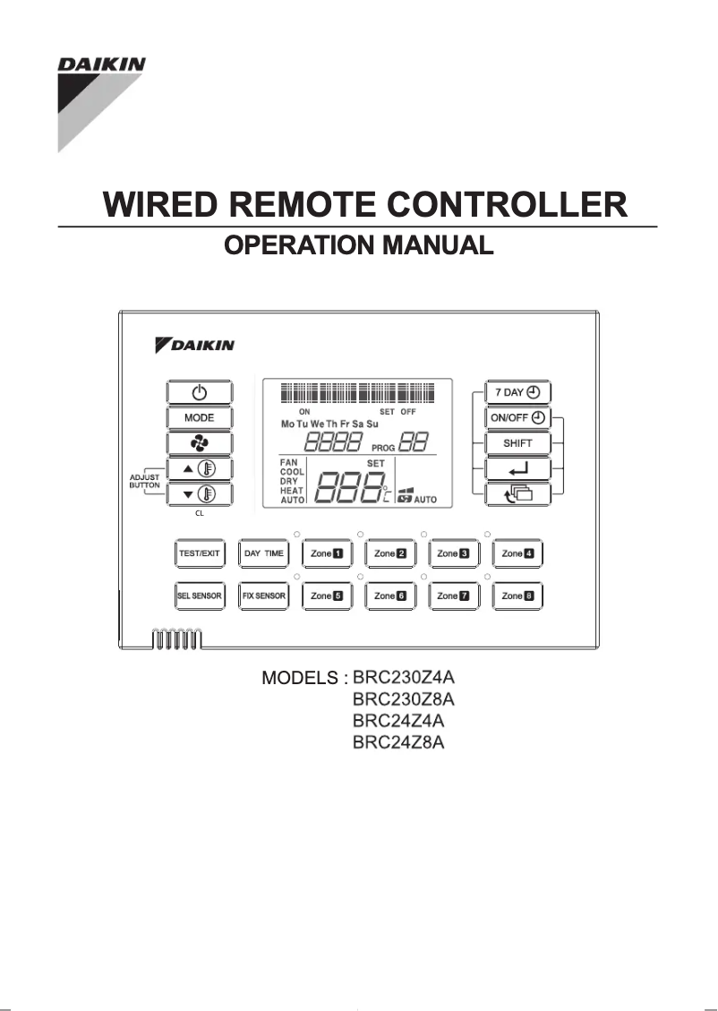 Page 1 de la notice Manuel utilisateur Daikin Zone Controller BRC230Z8A