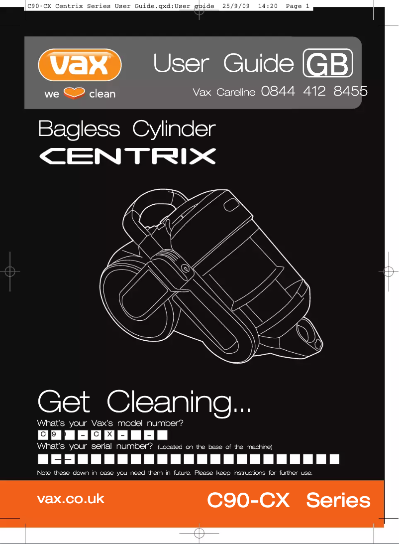 Imagen de la primera página del manual del dispositivo Centrix C90-CX