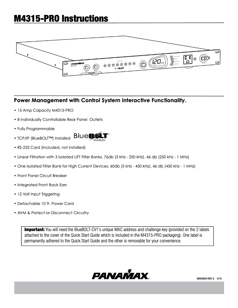 Image de la première page du manuel de l'appareil M4315-PRO