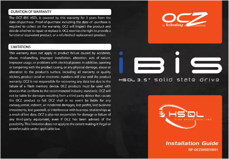 Page n°1 - Manuel utilisateur OCZ Ibis