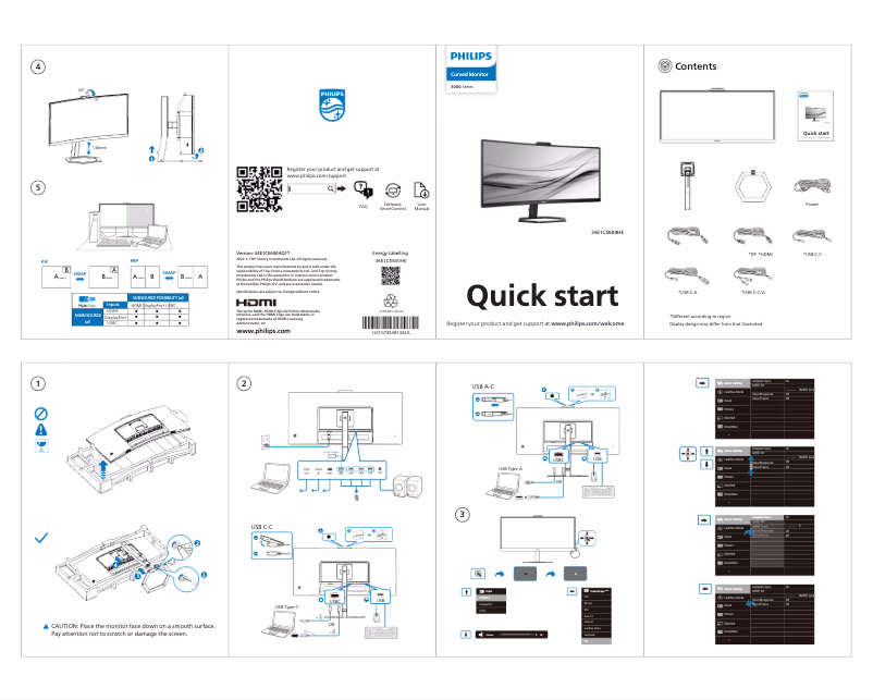 Page 1 de la notice Guide de démarrage rapide Philips 34E1C5600HE