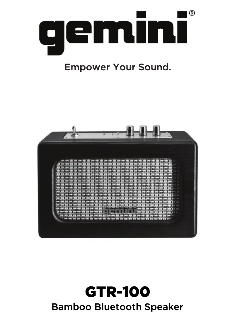 Image de la première page du manuel de l'appareil GTR-100