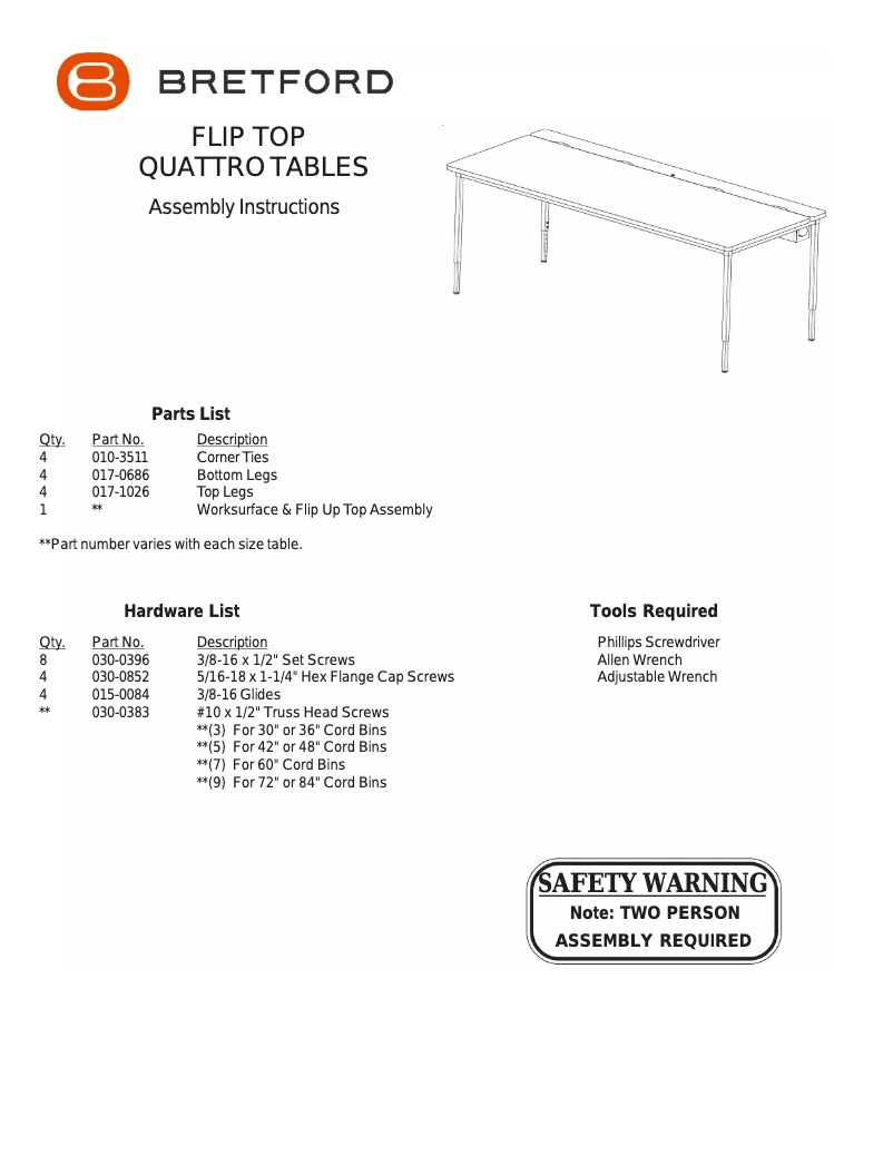 Page 1 de la notice Manuel utilisateur Bretford Quattro Voltea QFT3042-CY