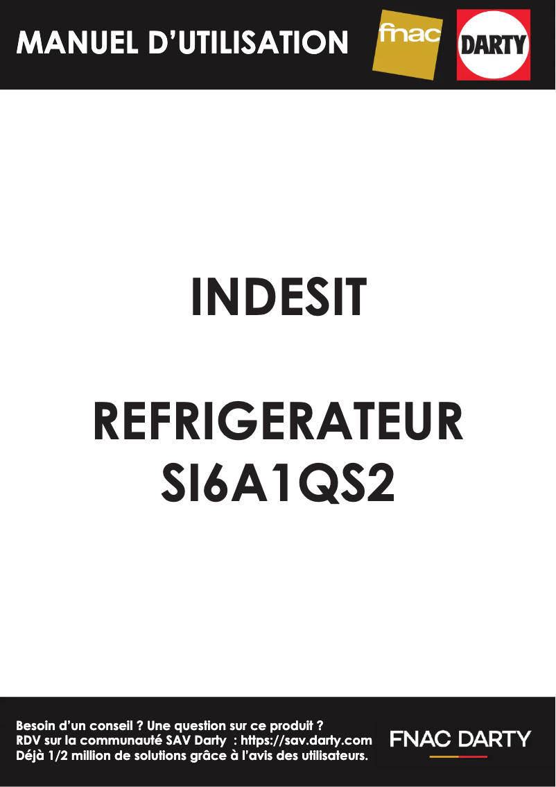 Page 1 de la notice Manuel utilisateur Indesit SI6A1QS2
