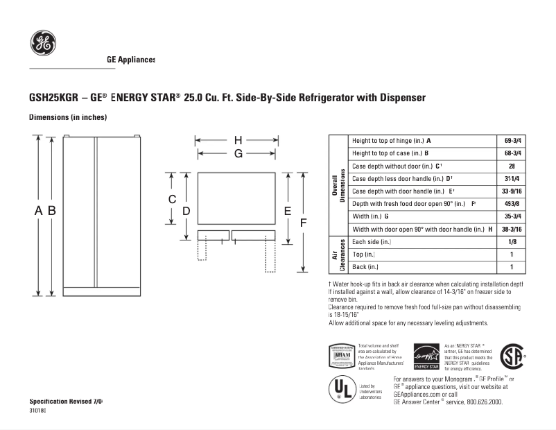 Image de la première page du manuel de l'appareil GSH25KGRWW