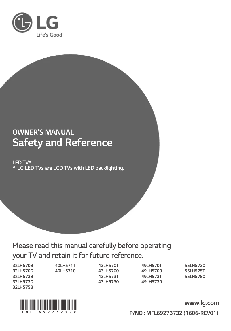 Image de la première page du manuel de l'appareil 49LH5730