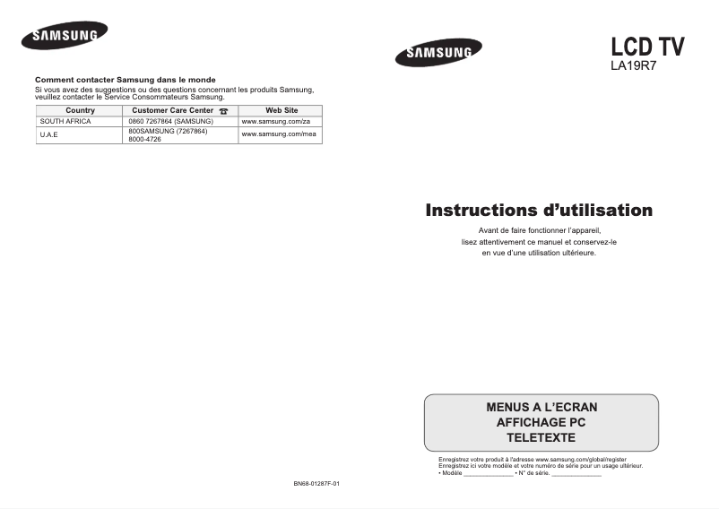 Página 1 del manual Manual de usuario Samsung LA19R71B