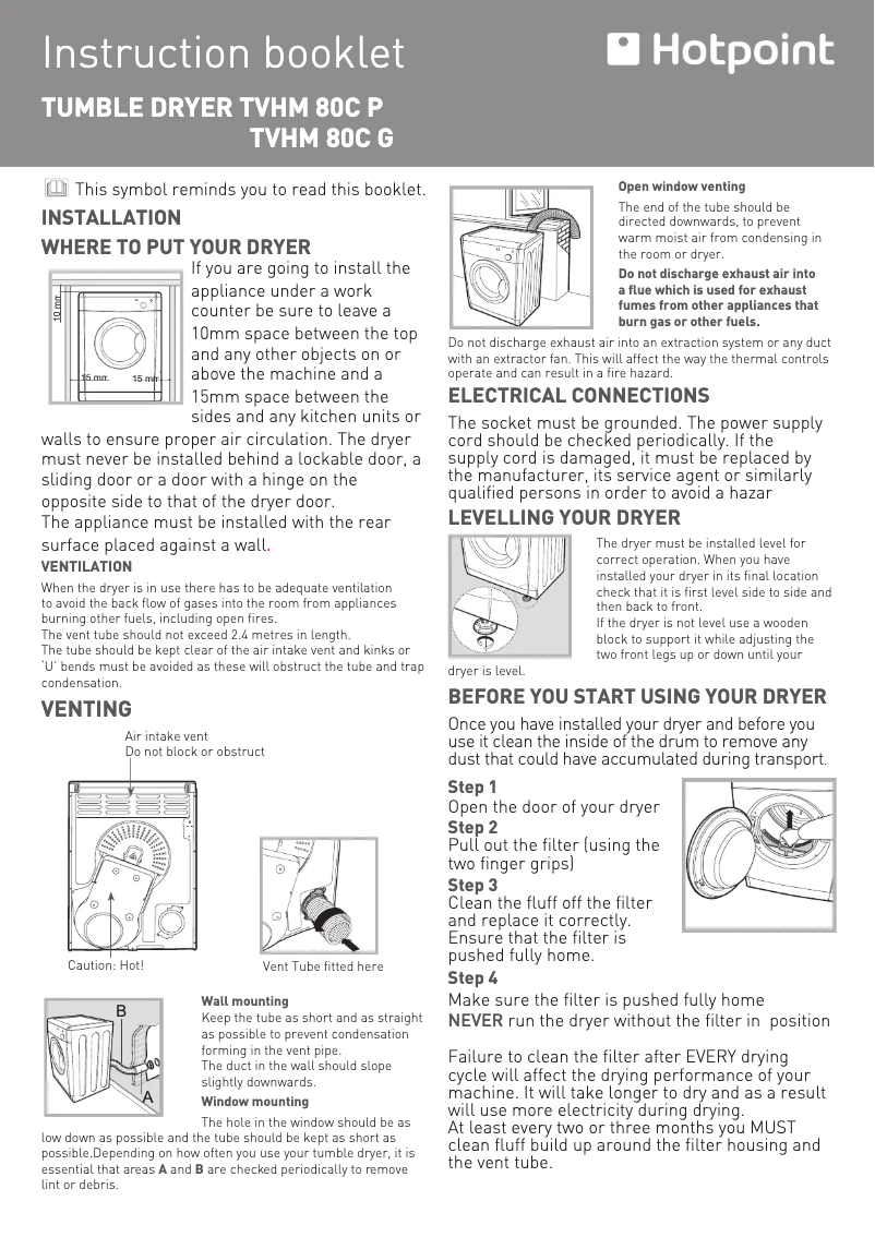 Page 1 de la notice Manuel utilisateur Hotpoint TVHM 80C G Aquarius