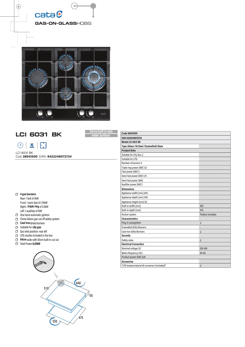 Page 1 de la notice Manuel utilisateur CATA LCI 6031