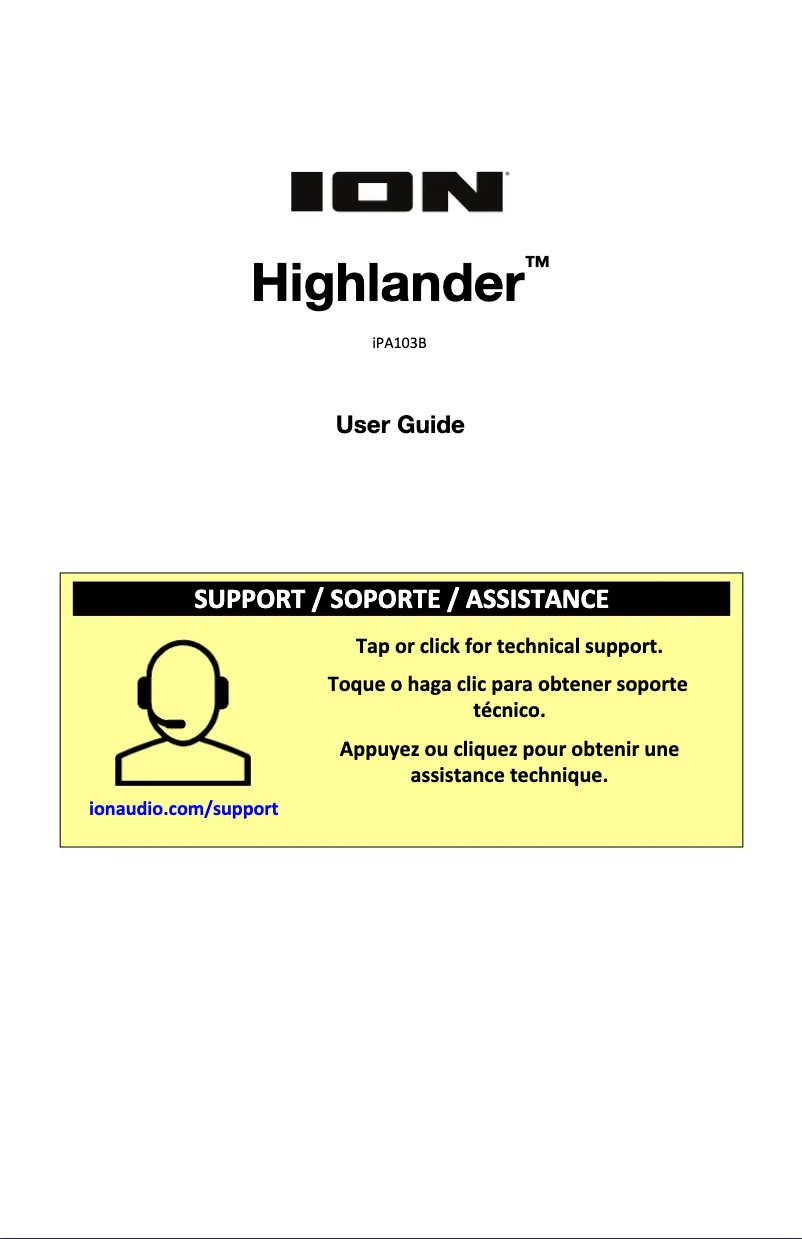 Page n°1 - Manuel utilisateur ION Highlander