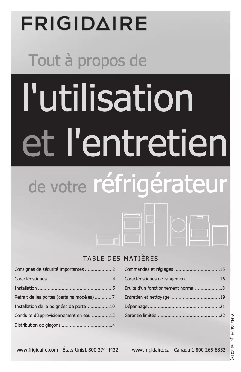 Page n°1 - Manuel utilisateur Frigidaire FFTR2021TW