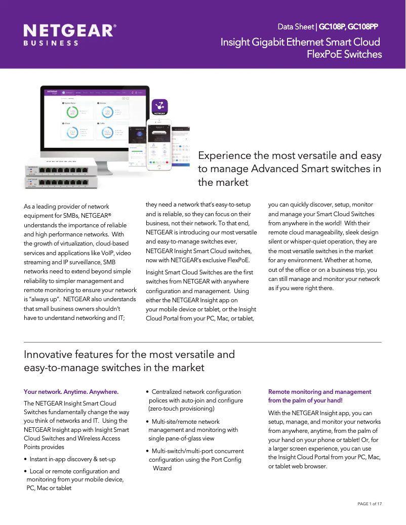 Page n°1 - Fiche technique Netgear GC108P
