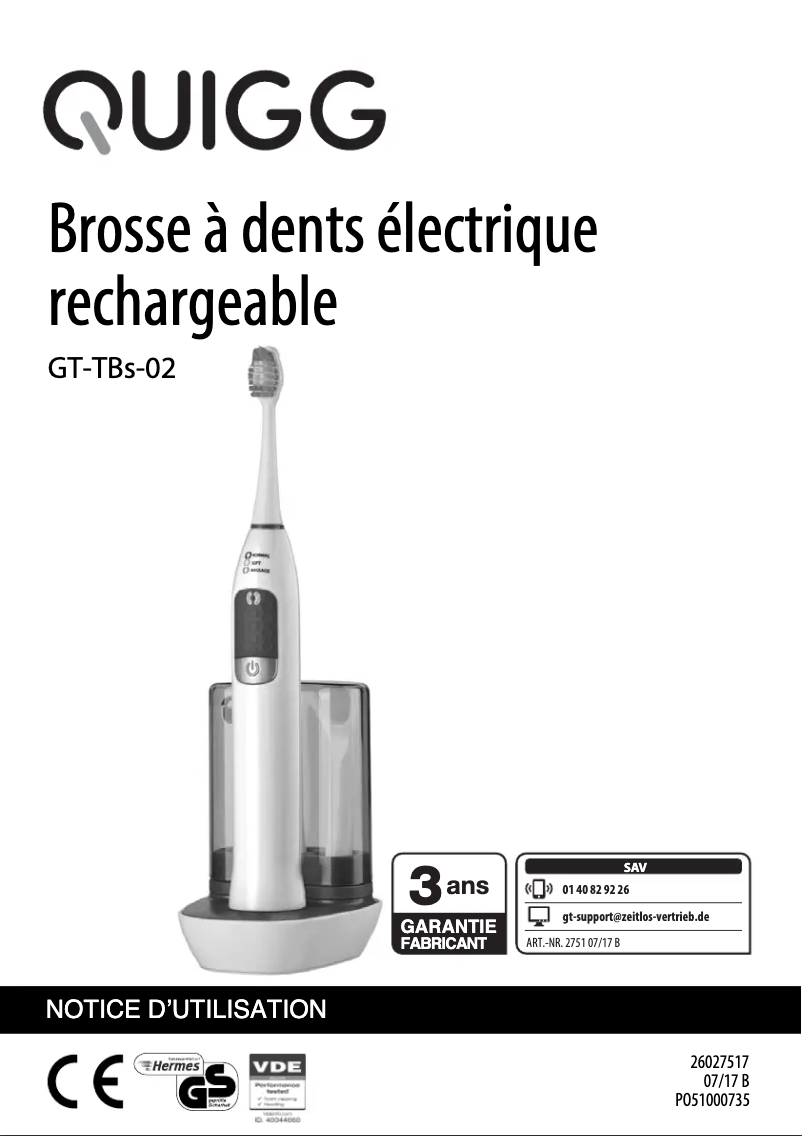 Page n°1 - Manuel utilisateur Quigg GT-TBs-02