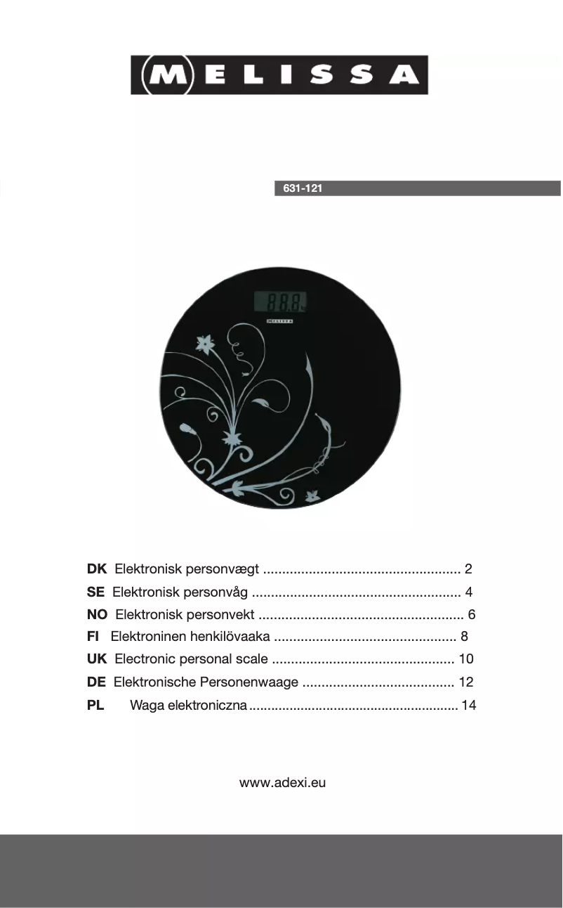 Page n°1 - Manuel utilisateur Melissa 631-121